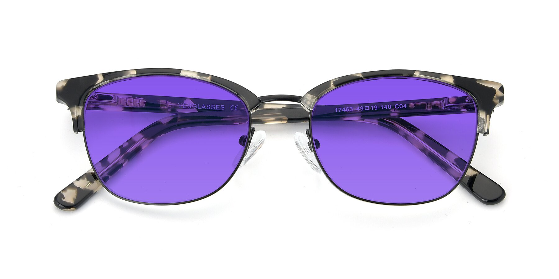 Folded Front of 17463 in Black-Tortoise with Purple Tinted Lenses