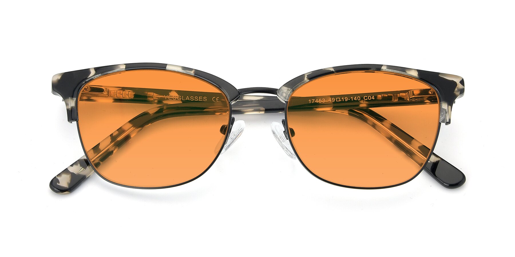 Folded Front of 17463 in Black-Tortoise with Orange Tinted Lenses