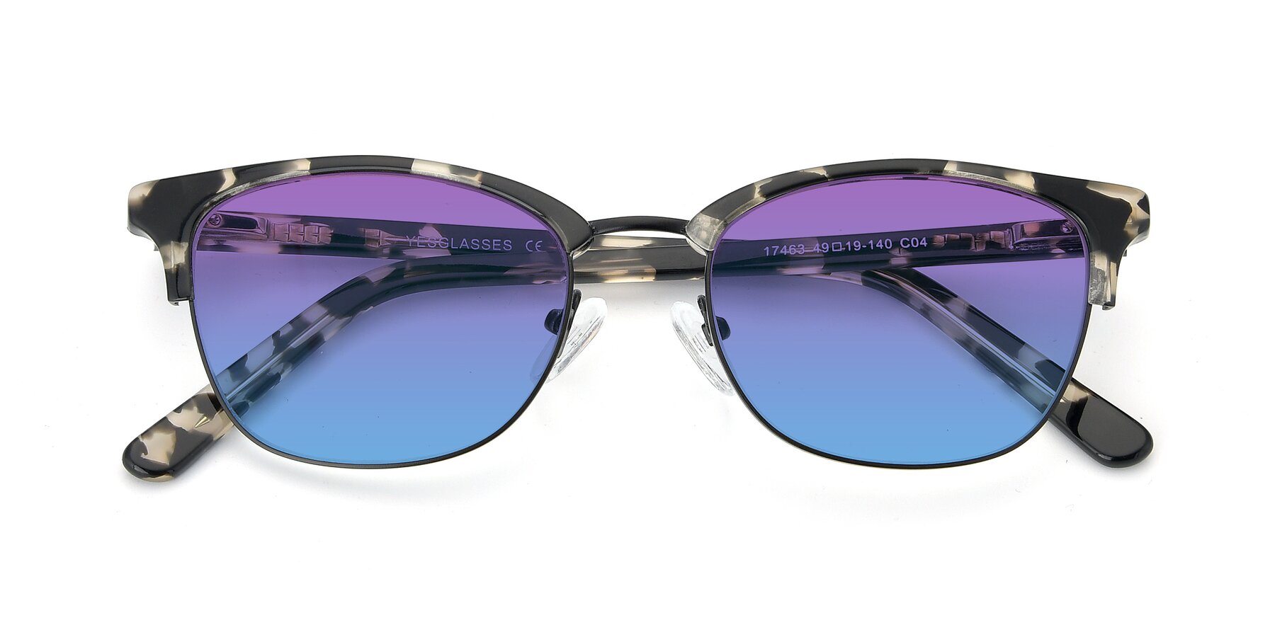 Folded Front of 17463 in Black-Tortoise with Purple / Blue Gradient Lenses