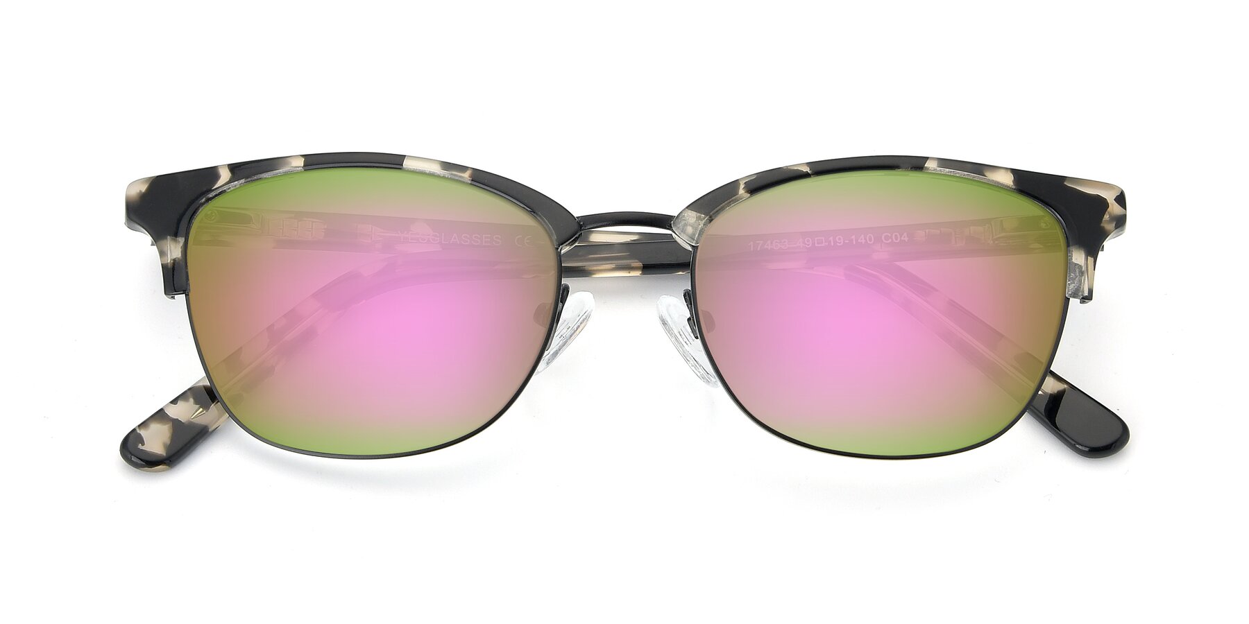 Folded Front of 17463 in Black-Tortoise with Pink Mirrored Lenses