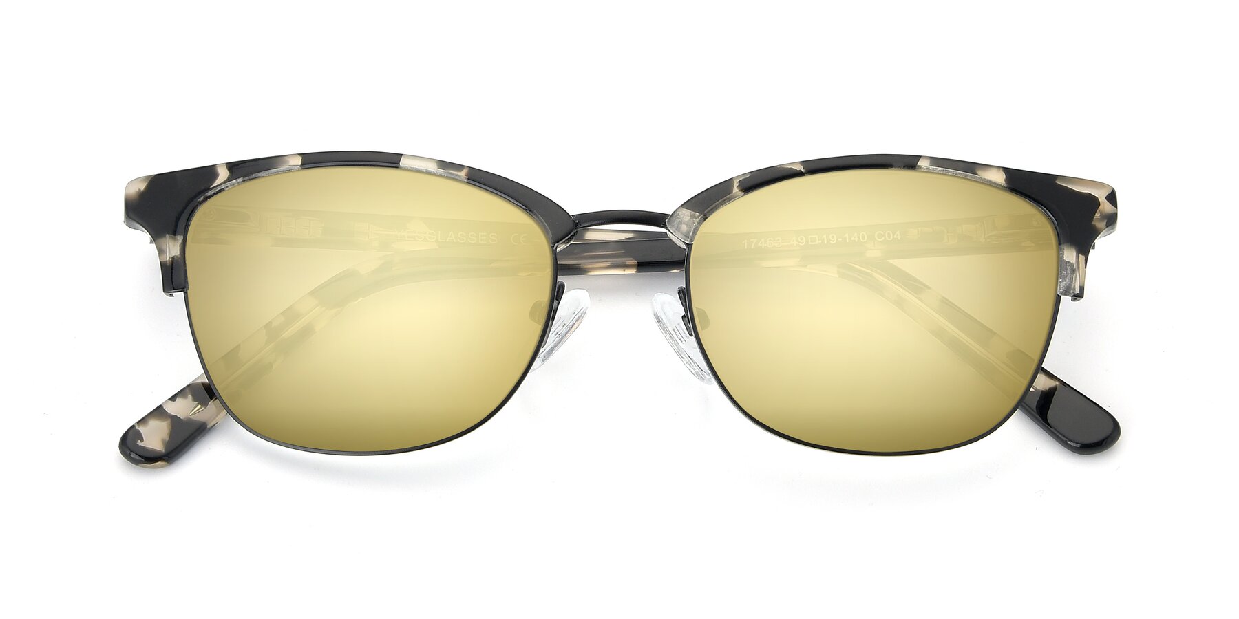 Folded Front of 17463 in Black-Tortoise with Gold Mirrored Lenses