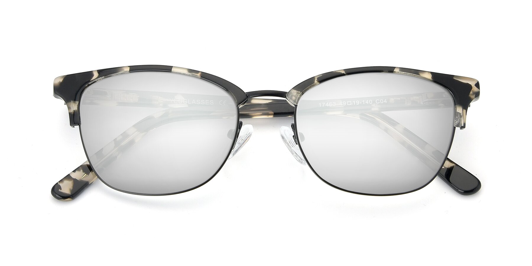 Folded Front of 17463 in Black-Tortoise with Silver Mirrored Lenses
