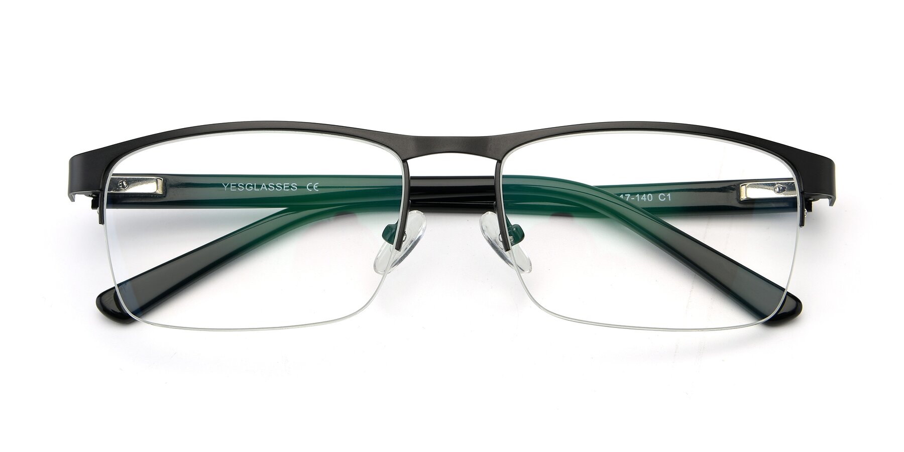 Folded Front of 9212 in Gunmetal with Clear Eyeglass Lenses