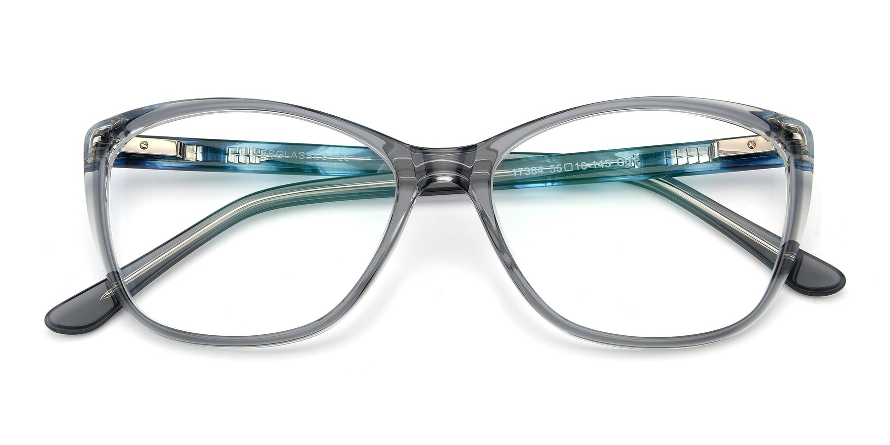 Folded Front of 17384 in Transparent Grey with Clear Reading Eyeglass Lenses