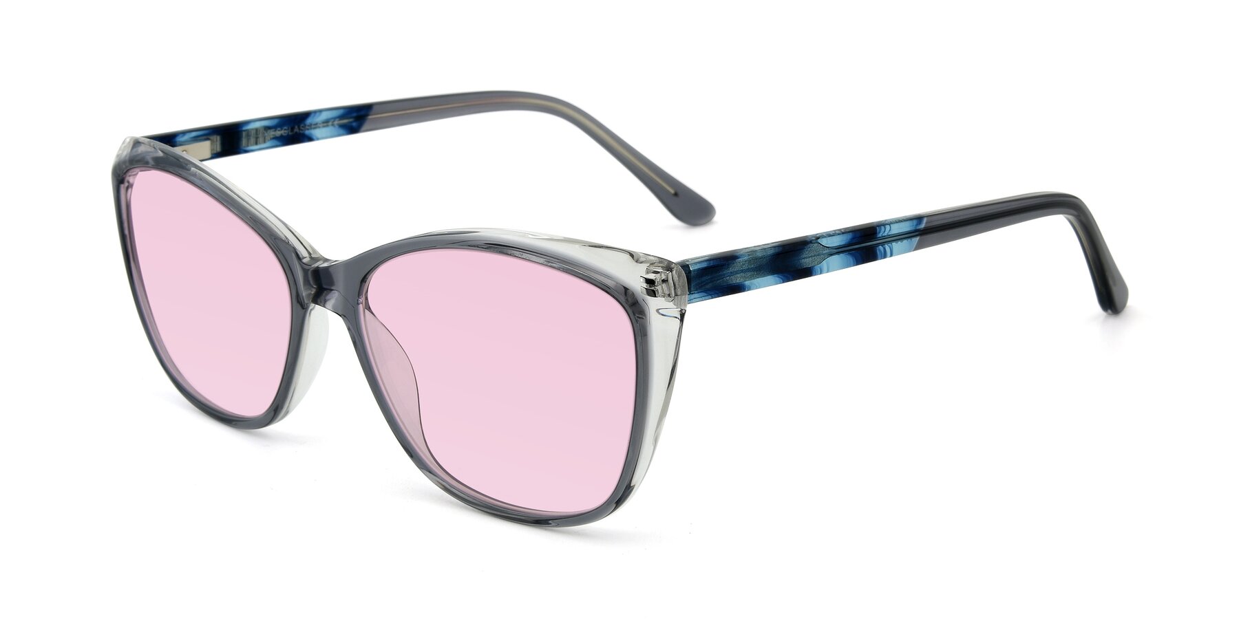 Angle of 17384 in Transparent Grey with Light Pink Tinted Lenses