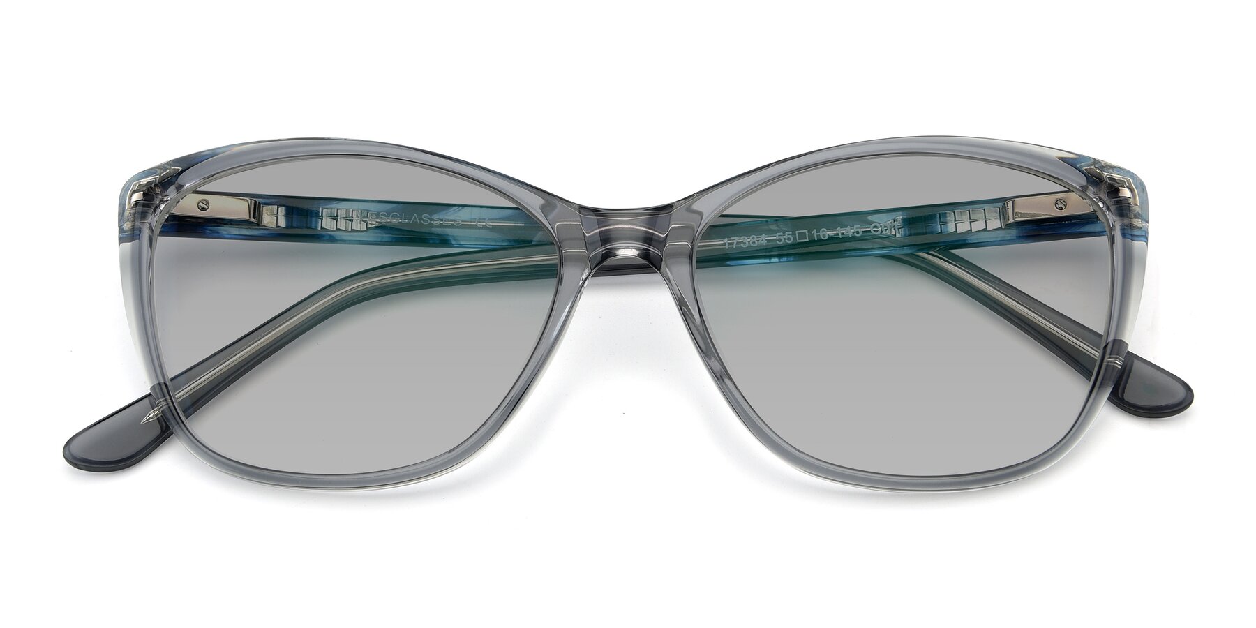 Folded Front of 17384 in Transparent Grey with Light Gray Tinted Lenses