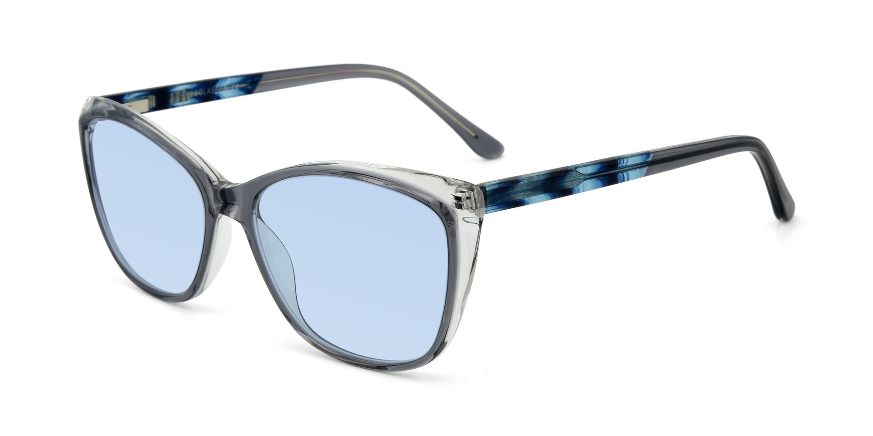 Angle of 17384 in Transparent Grey with Light Blue Tinted Lenses