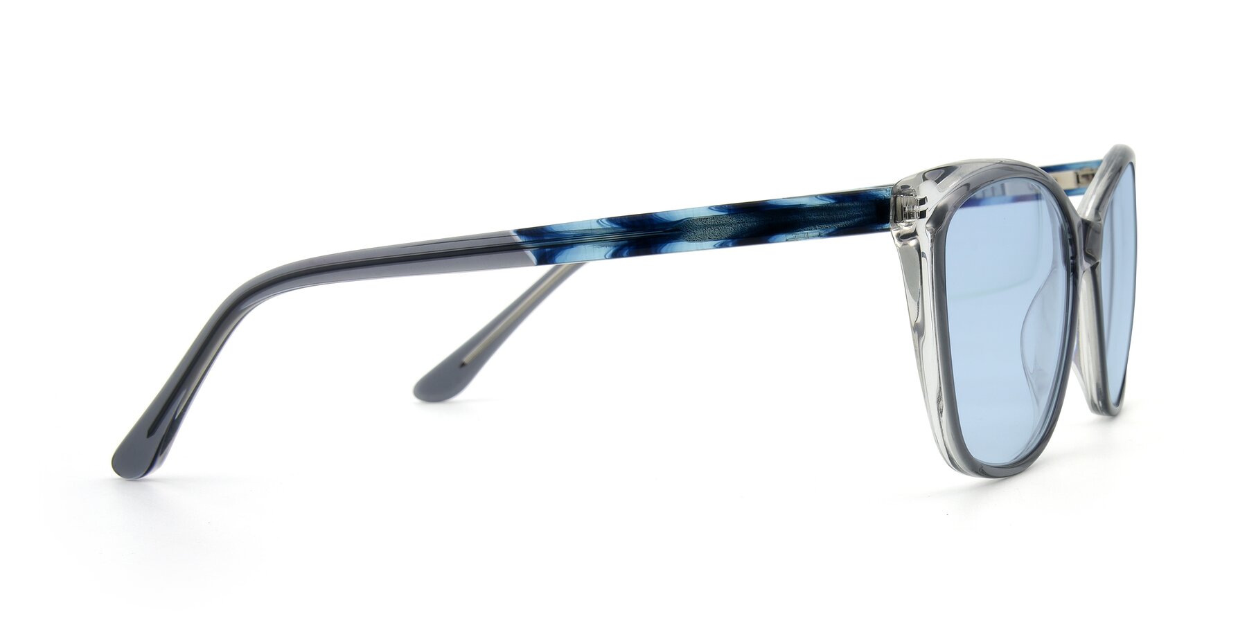 Side of 17384 in Transparent Grey with Light Blue Tinted Lenses