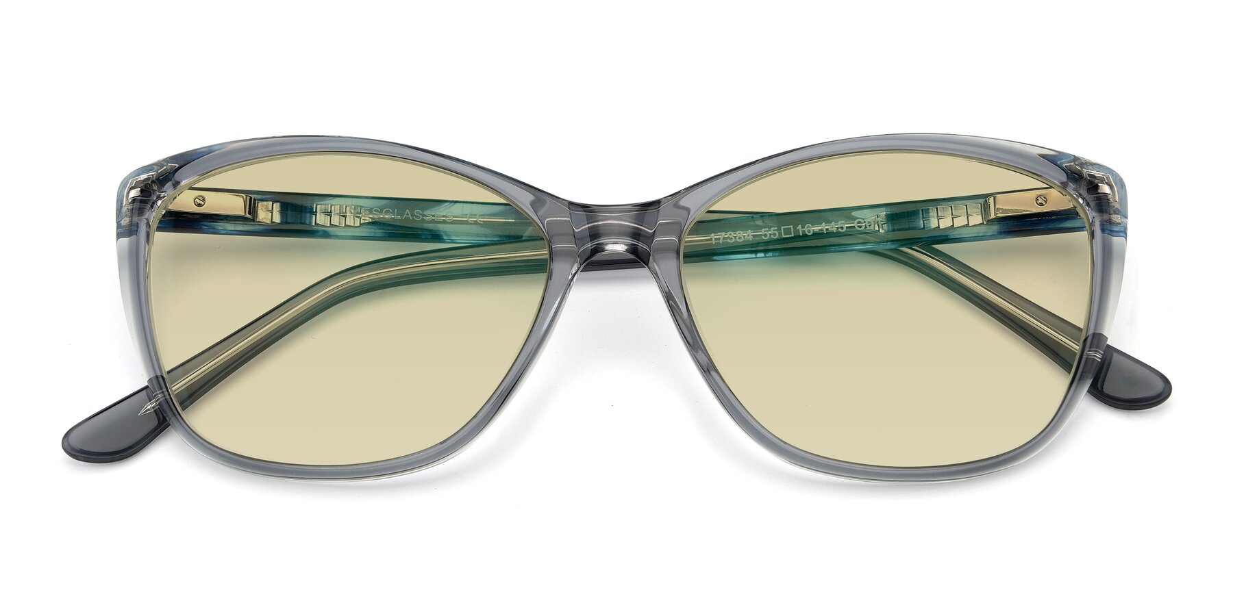 Folded Front of 17384 in Transparent Grey with Light Champagne Tinted Lenses