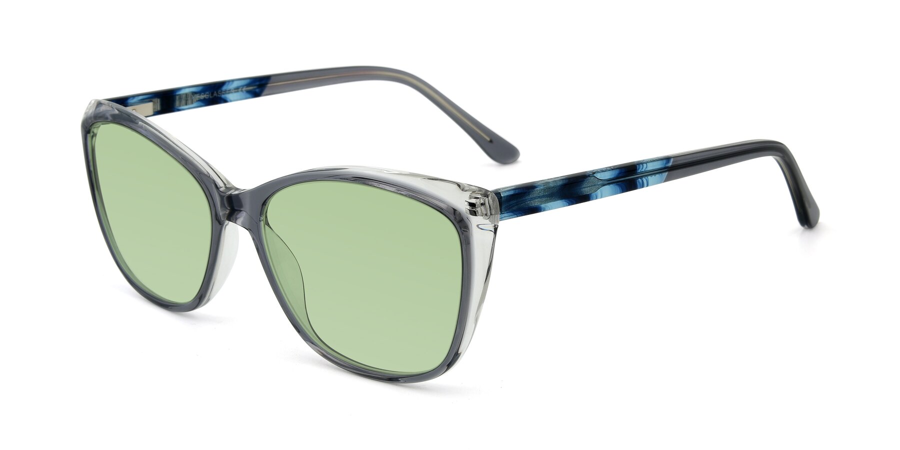 Angle of 17384 in Transparent Grey with Medium Green Tinted Lenses