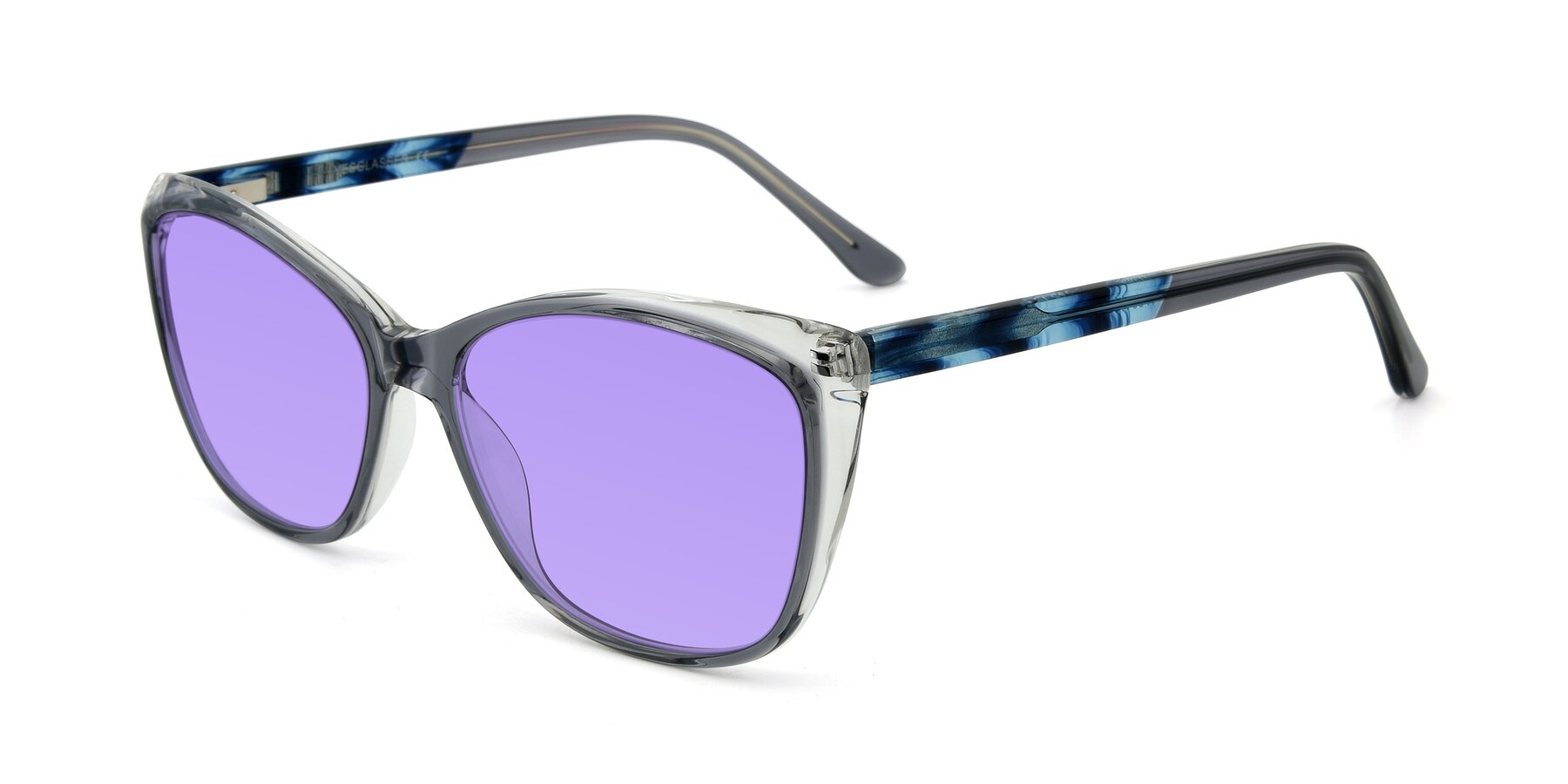 Angle of 17384 in Transparent Grey with Medium Purple Tinted Lenses