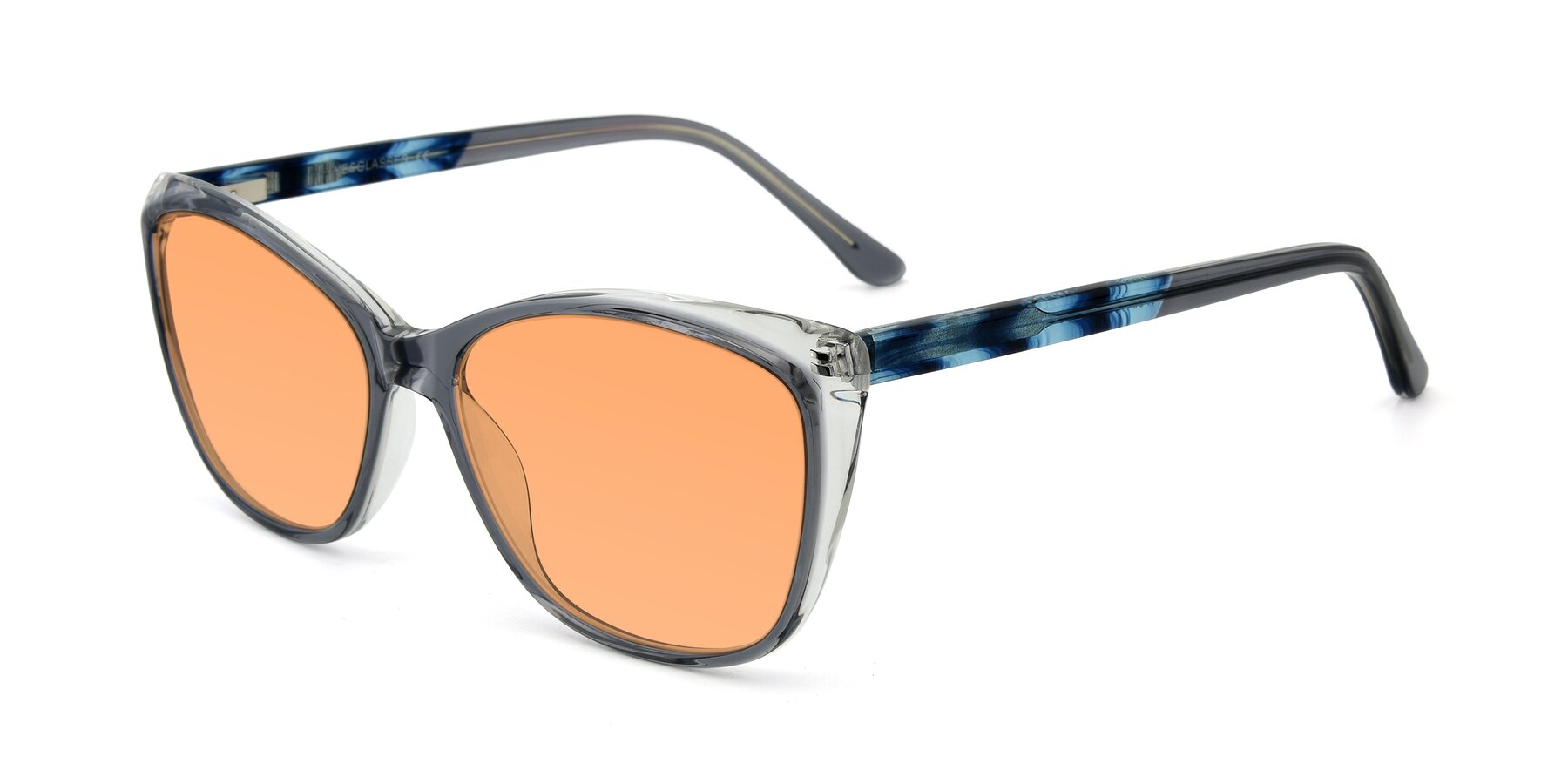 Angle of 17384 in Transparent Grey with Medium Orange Tinted Lenses