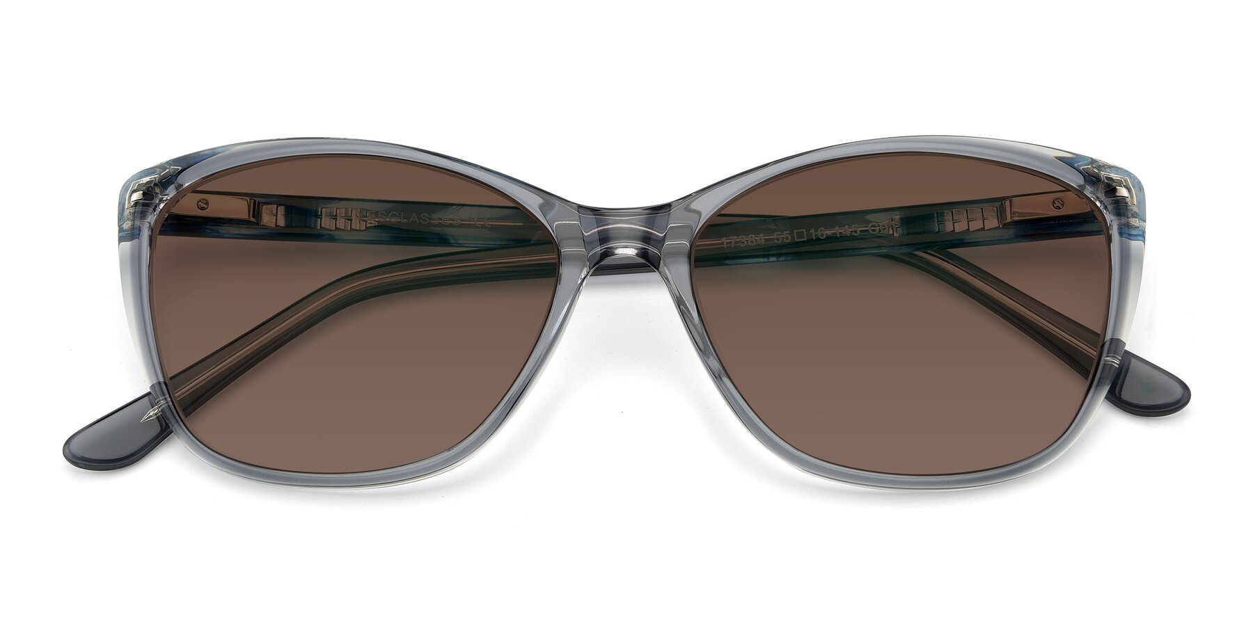 Folded Front of 17384 in Transparent Grey with Brown Tinted Lenses