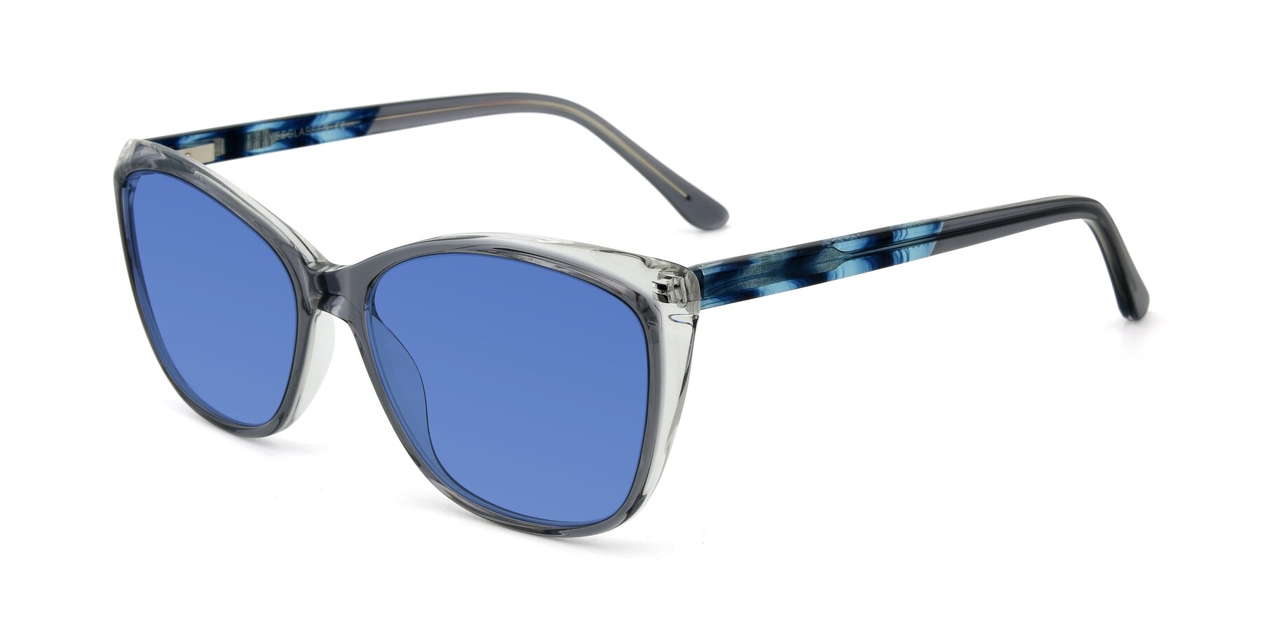 Angle of 17384 in Transparent Grey with Blue Tinted Lenses