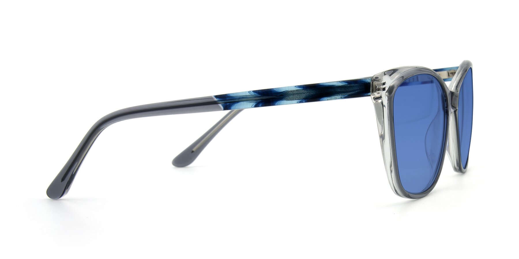 Side of 17384 in Transparent Grey with Blue Tinted Lenses