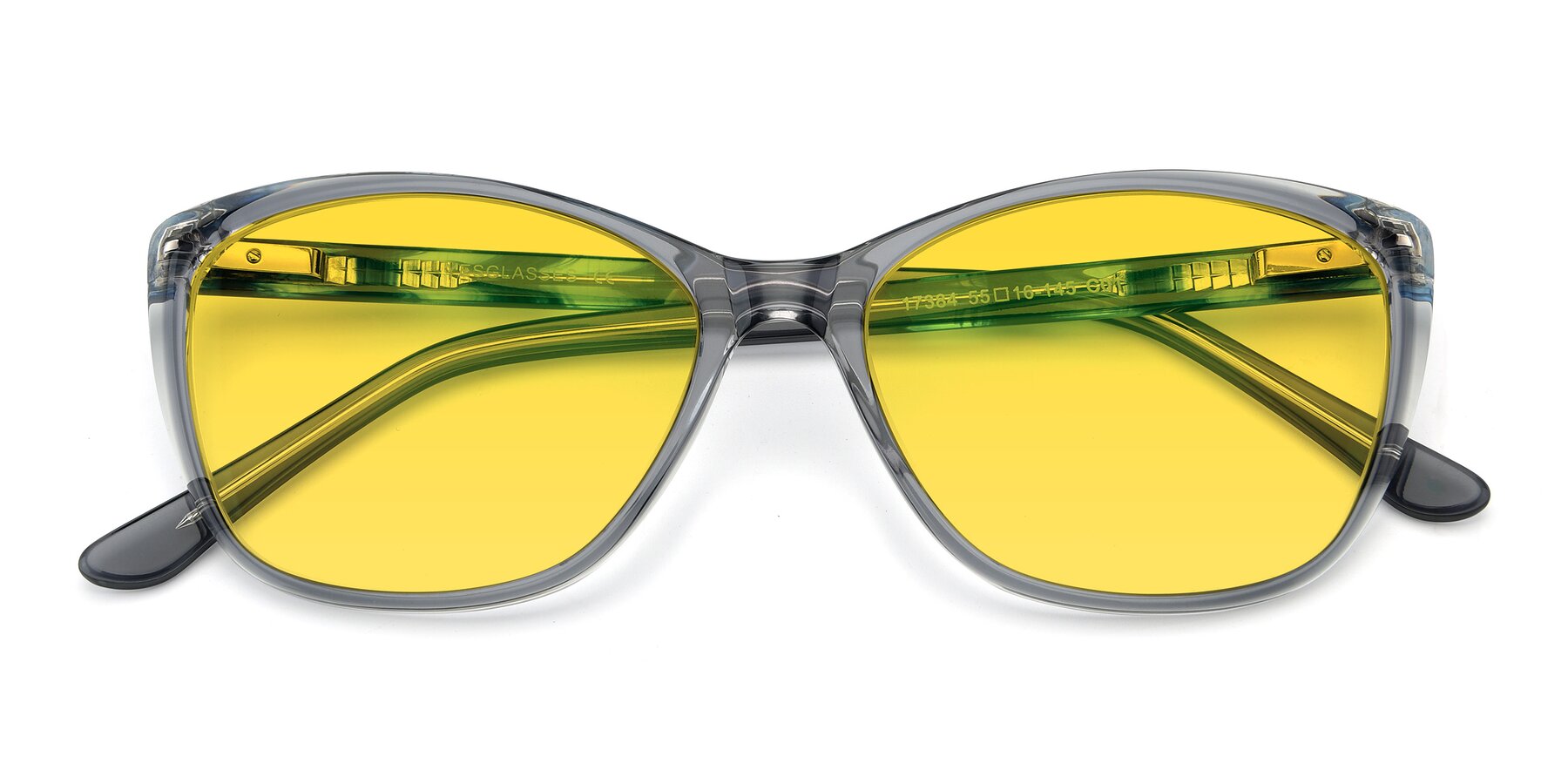 Folded Front of 17384 in Transparent Grey with Yellow Tinted Lenses