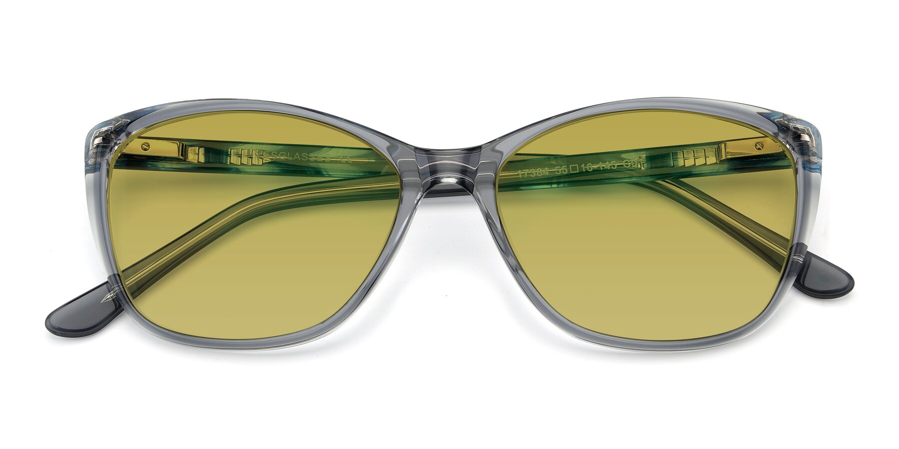 Folded Front of 17384 in Transparent Grey with Champagne Tinted Lenses