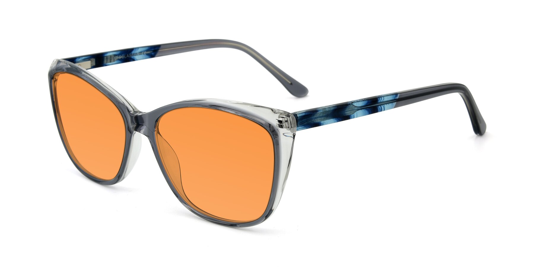 Angle of 17384 in Transparent Grey with Orange Tinted Lenses