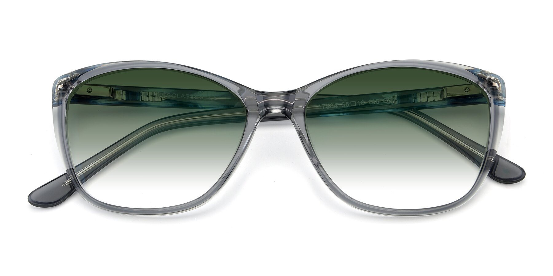 Folded Front of 17384 in Transparent Grey with Green Gradient Lenses