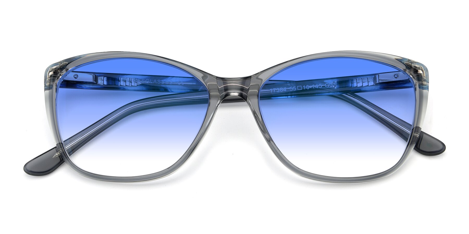 Folded Front of 17384 in Transparent Grey with Blue Gradient Lenses