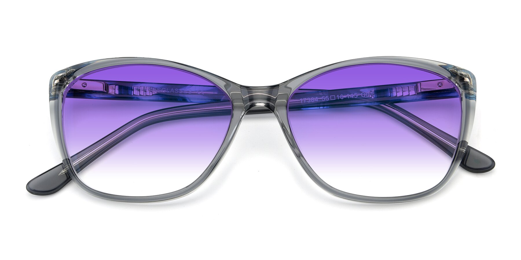 Folded Front of 17384 in Transparent Grey with Purple Gradient Lenses