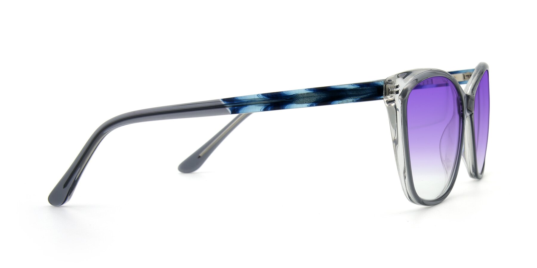 Side of 17384 in Transparent Grey with Purple Gradient Lenses