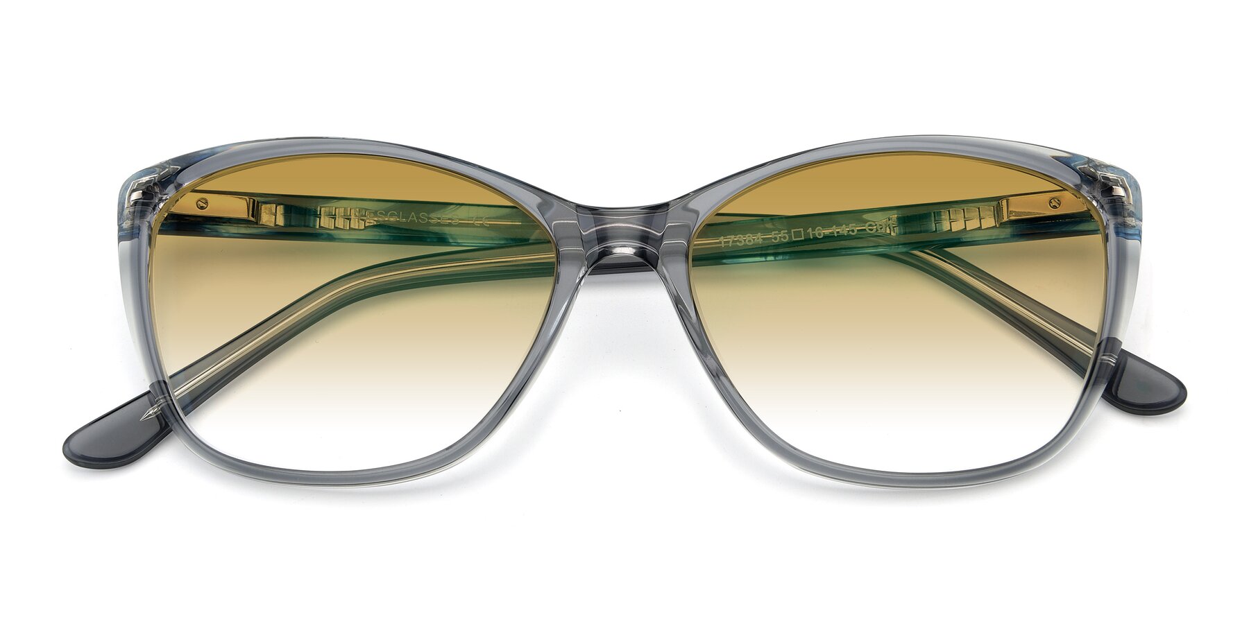 Folded Front of 17384 in Transparent Grey with Champagne Gradient Lenses