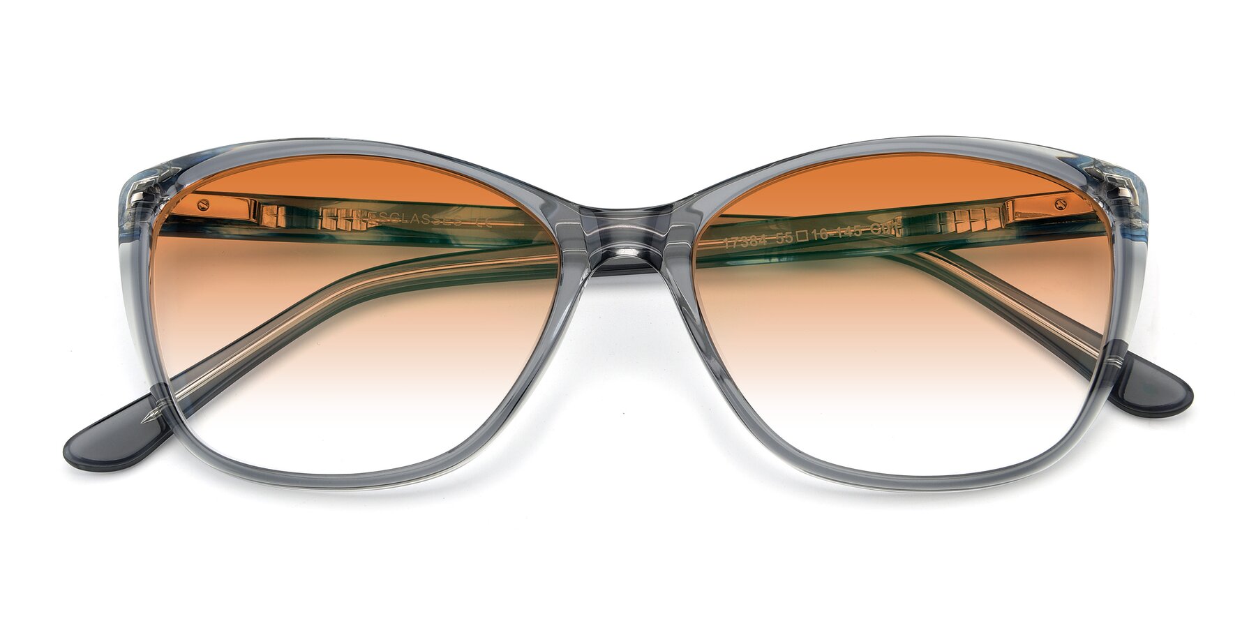 Folded Front of 17384 in Transparent Grey with Orange Gradient Lenses
