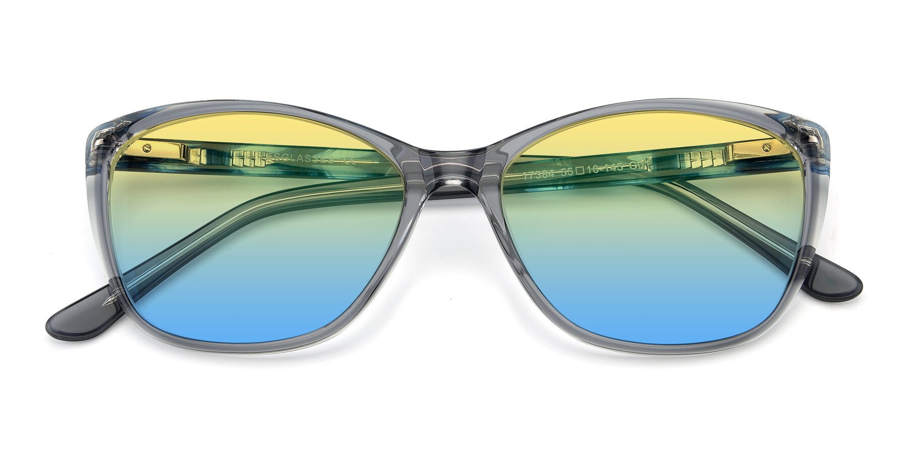 Folded Front of 17384 in Transparent Grey with Yellow / Blue Gradient Lenses