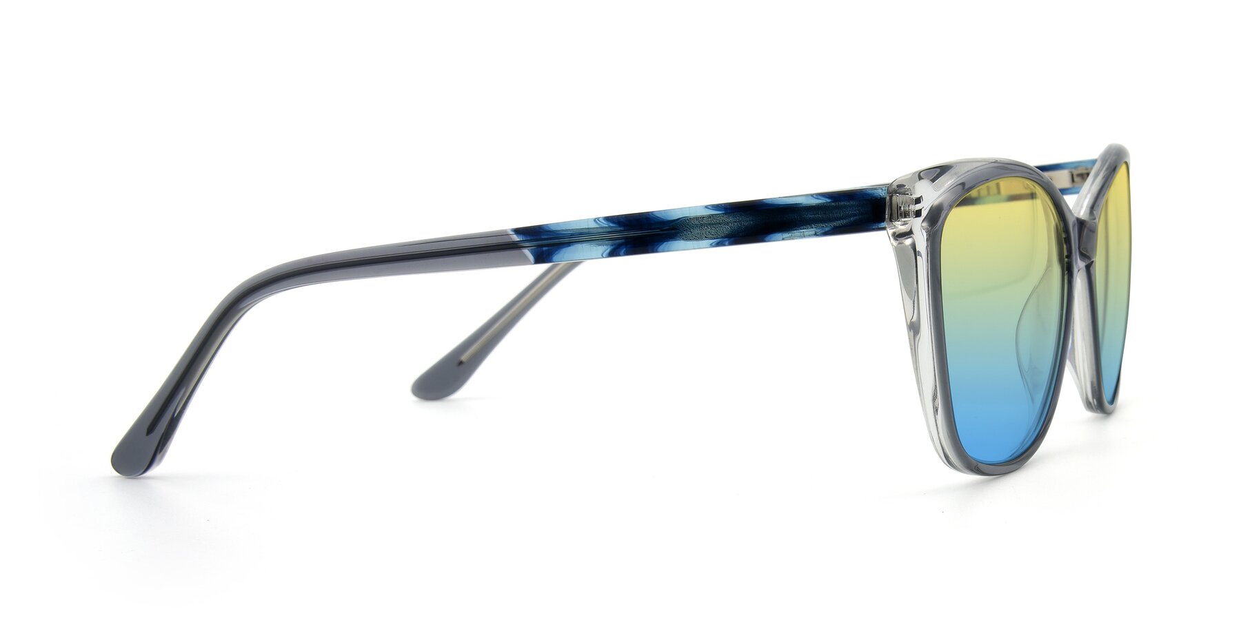 Side of 17384 in Transparent Grey with Yellow / Blue Gradient Lenses