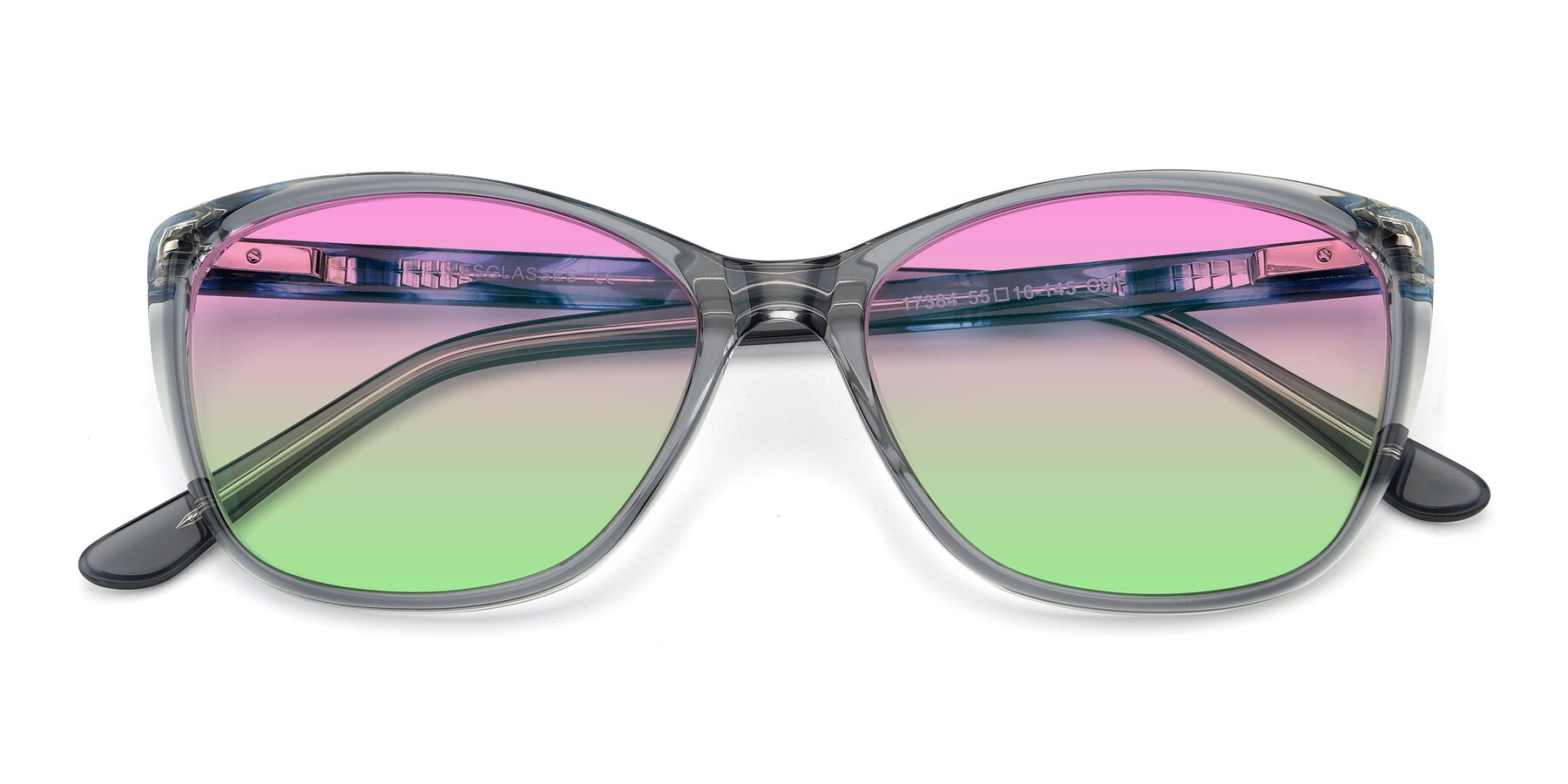 Folded Front of 17384 in Transparent Grey with Pink / Green Gradient Lenses