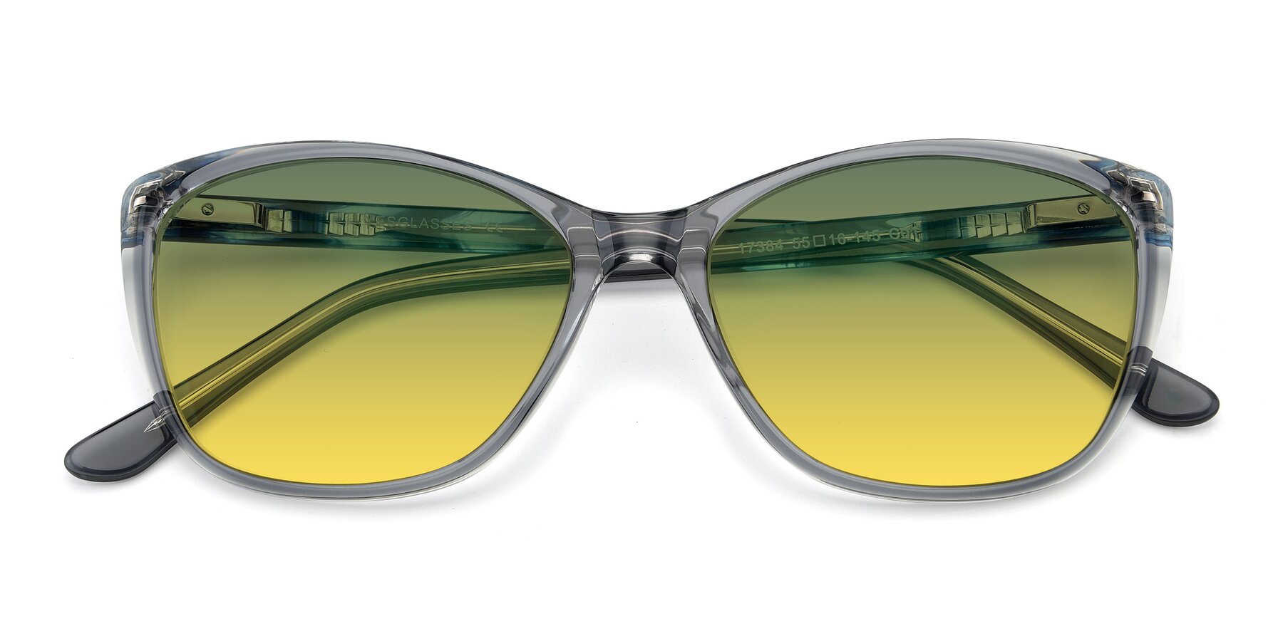Folded Front of 17384 in Transparent Grey with Green / Yellow Gradient Lenses
