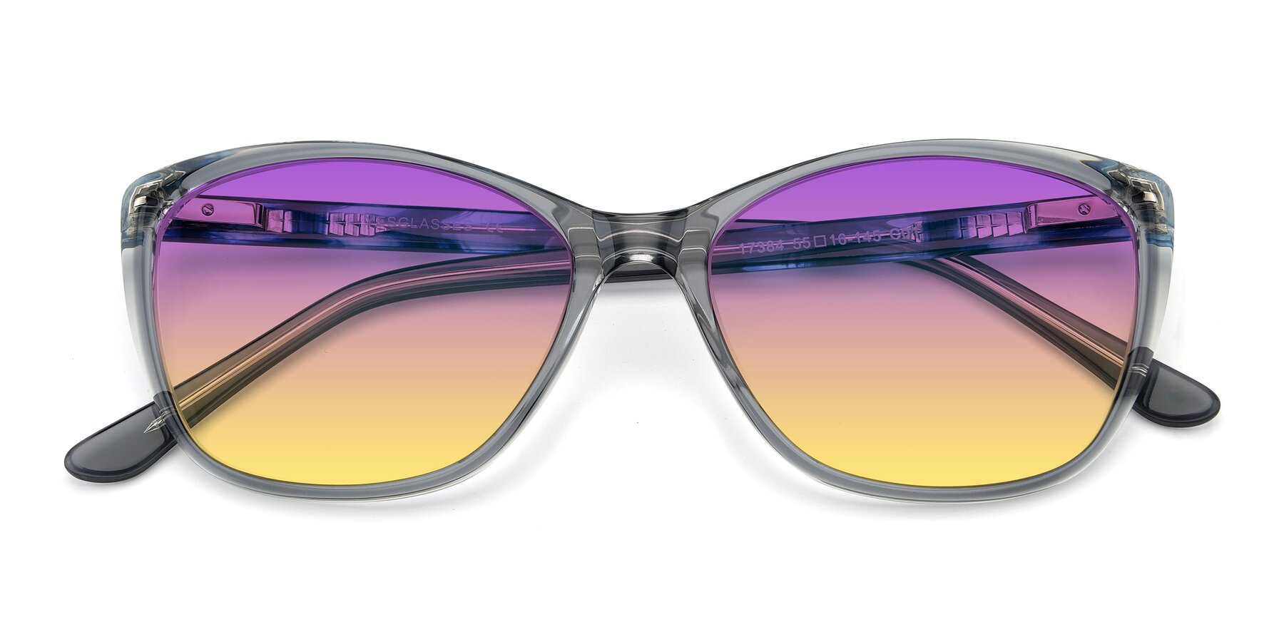Folded Front of 17384 in Transparent Grey with Purple / Yellow Gradient Lenses