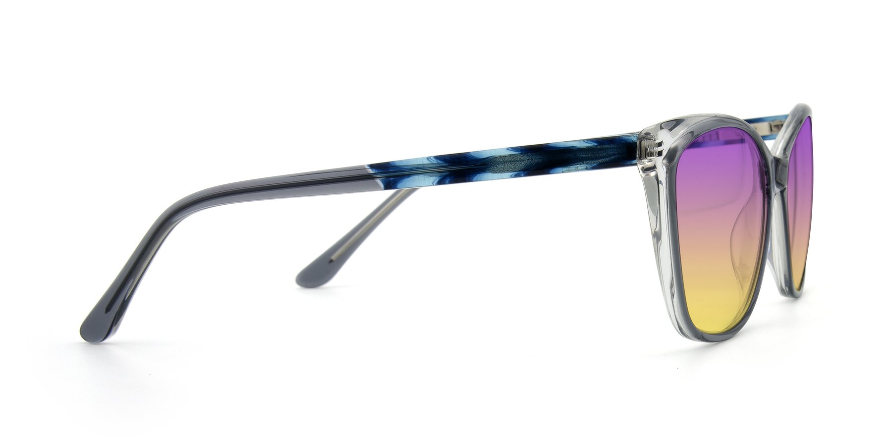 Side of 17384 in Transparent Grey with Purple / Yellow Gradient Lenses
