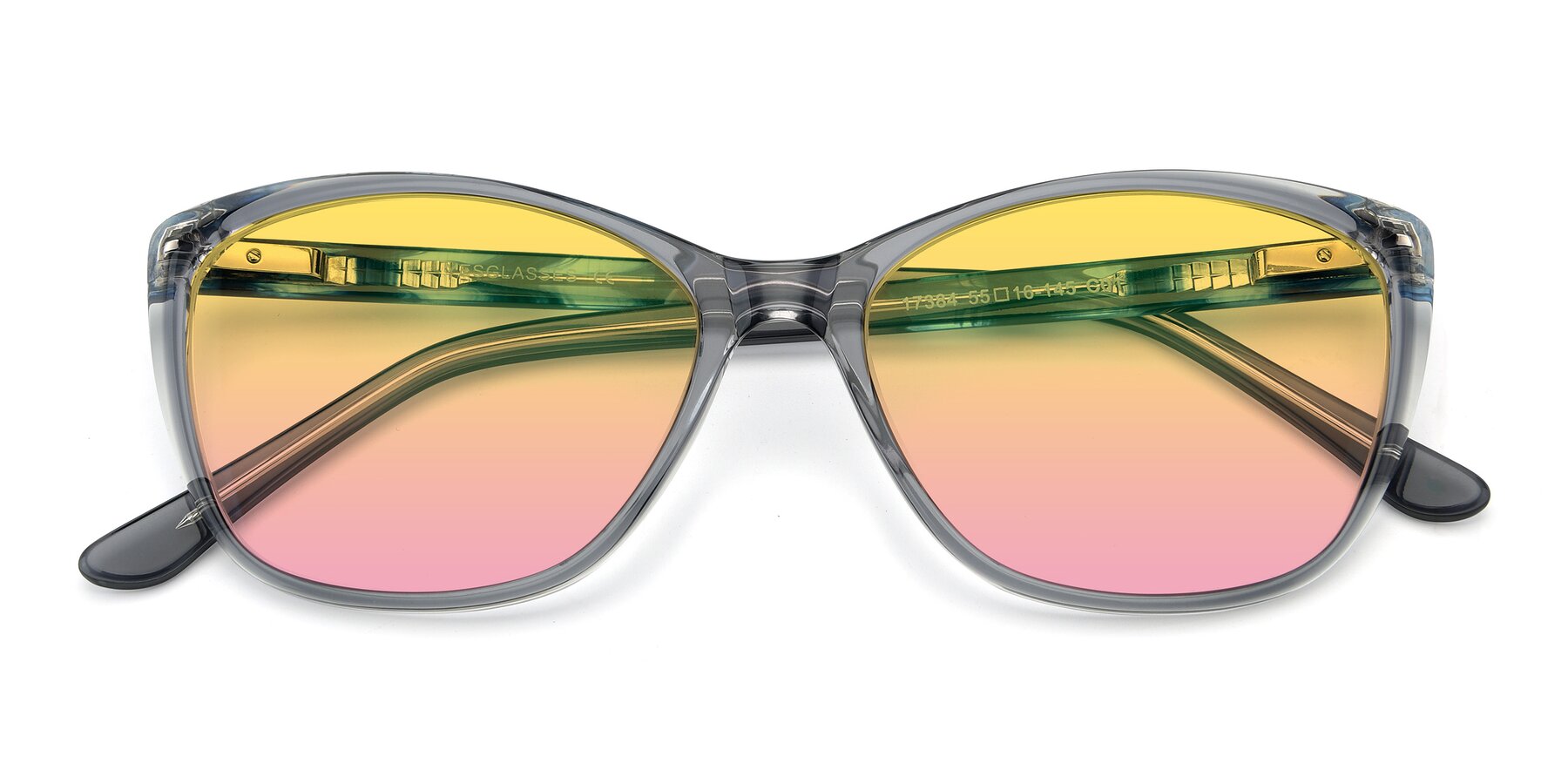 Folded Front of 17384 in Transparent Grey with Yellow / Pink Gradient Lenses
