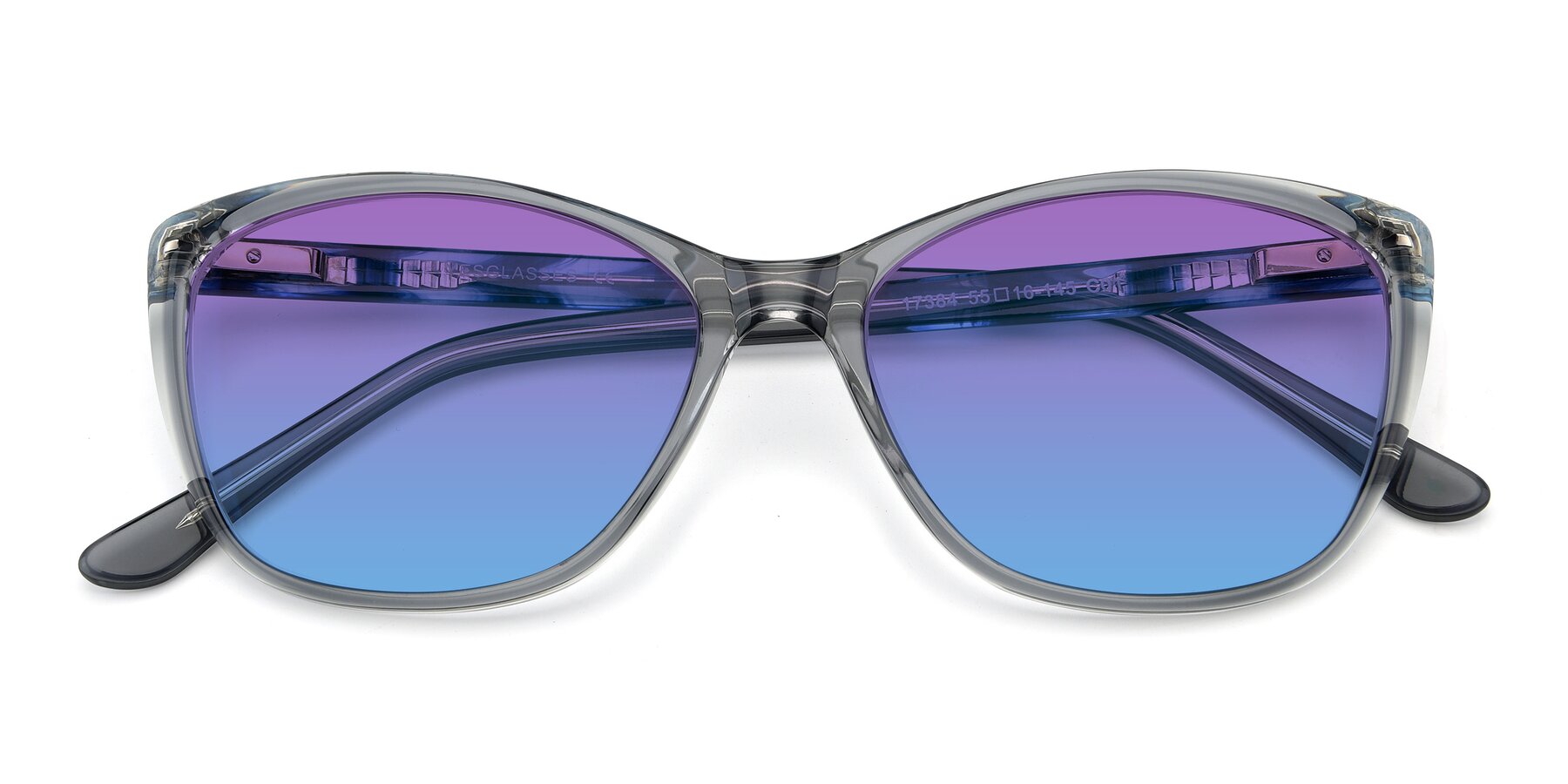 Folded Front of 17384 in Transparent Grey with Purple / Blue Gradient Lenses