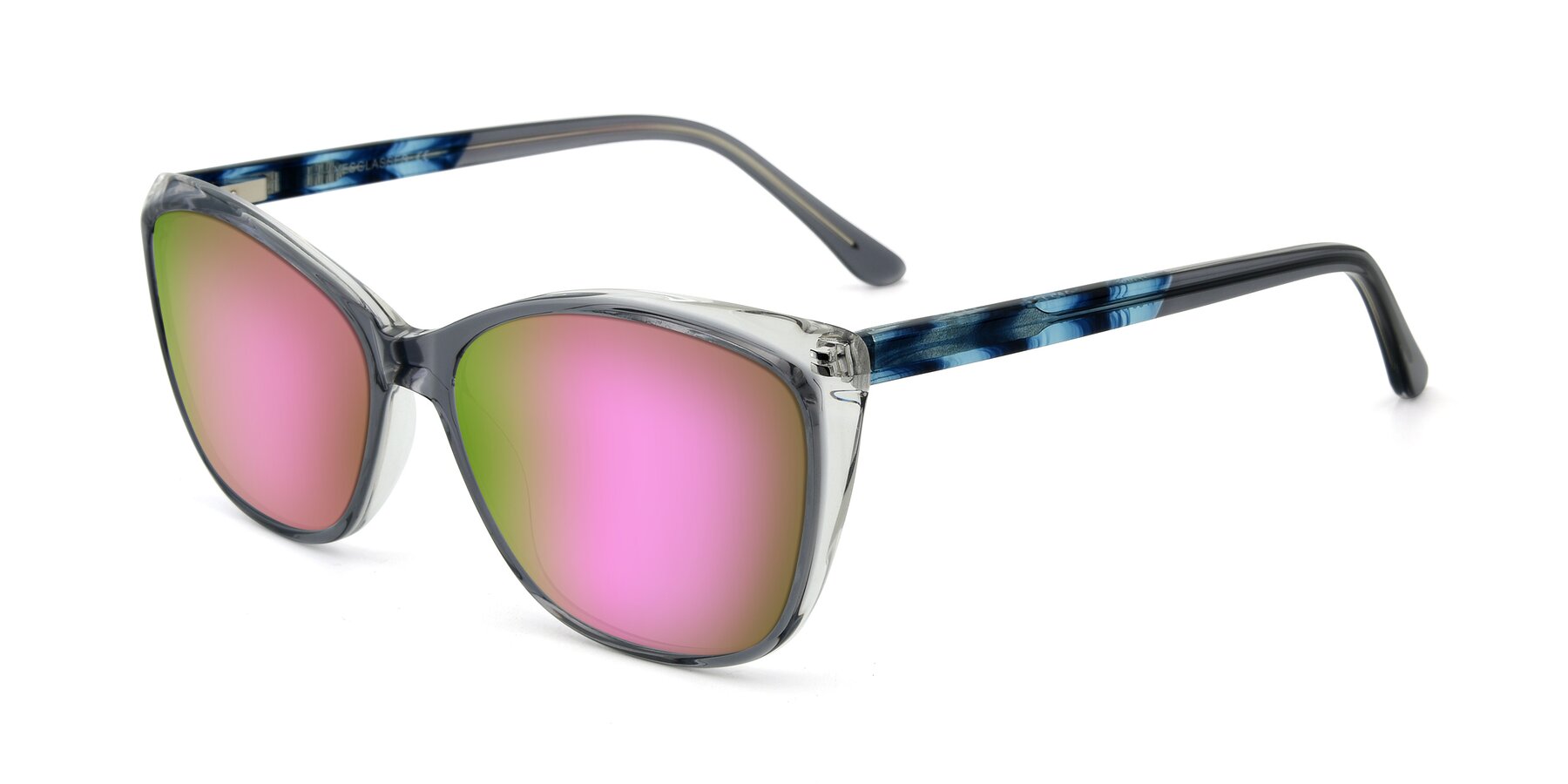 Angle of 17384 in Transparent Grey with Pink Mirrored Lenses