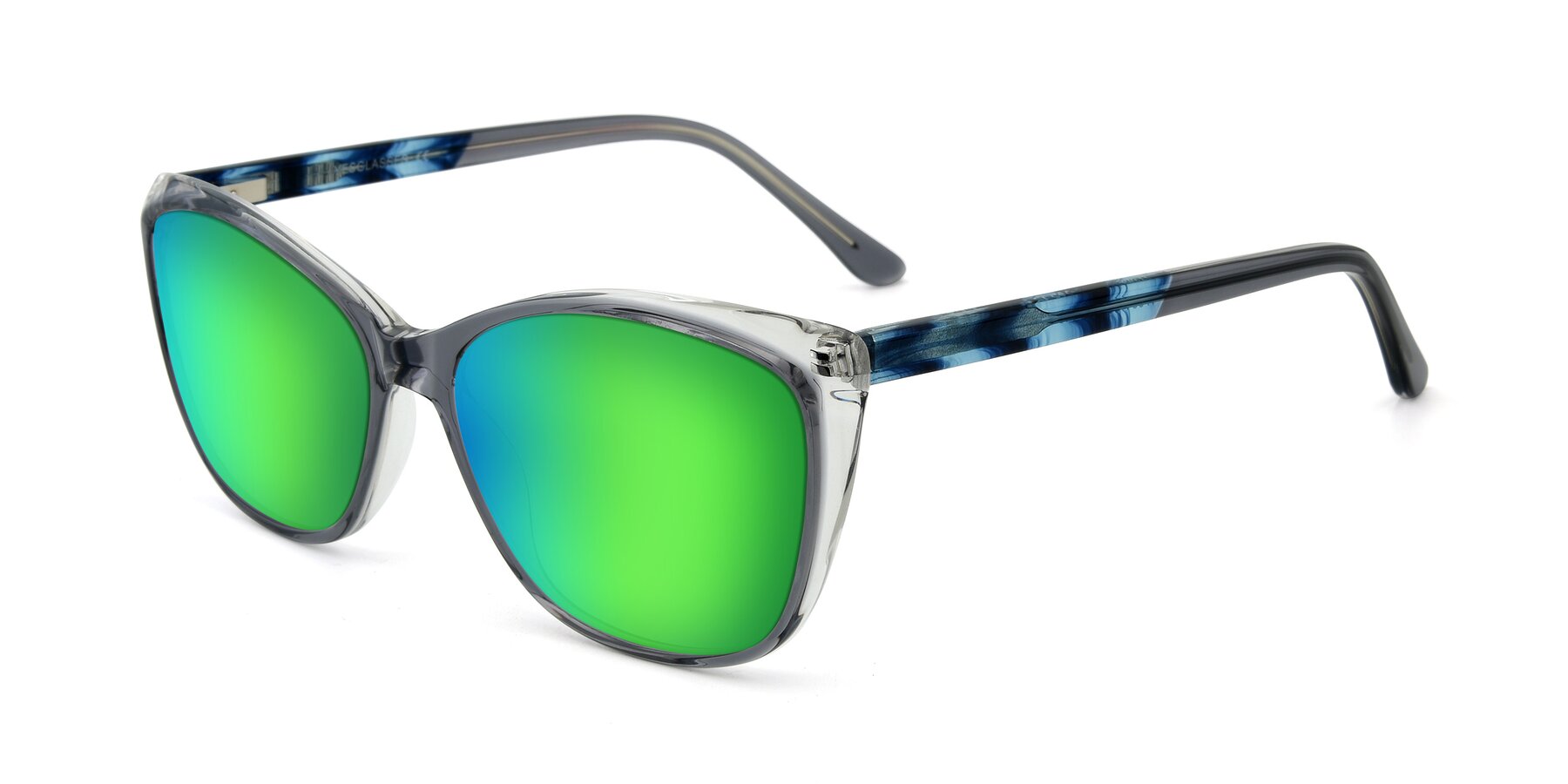 Angle of 17384 in Transparent Grey with Green Mirrored Lenses