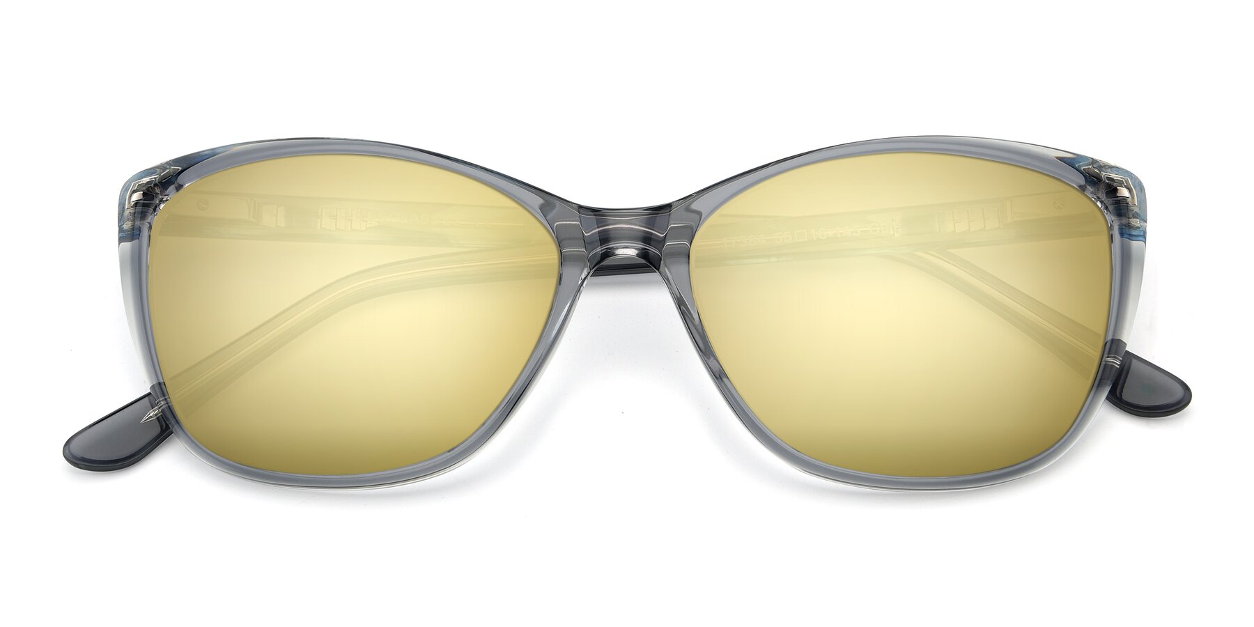 Folded Front of 17384 in Transparent Grey with Gold Mirrored Lenses
