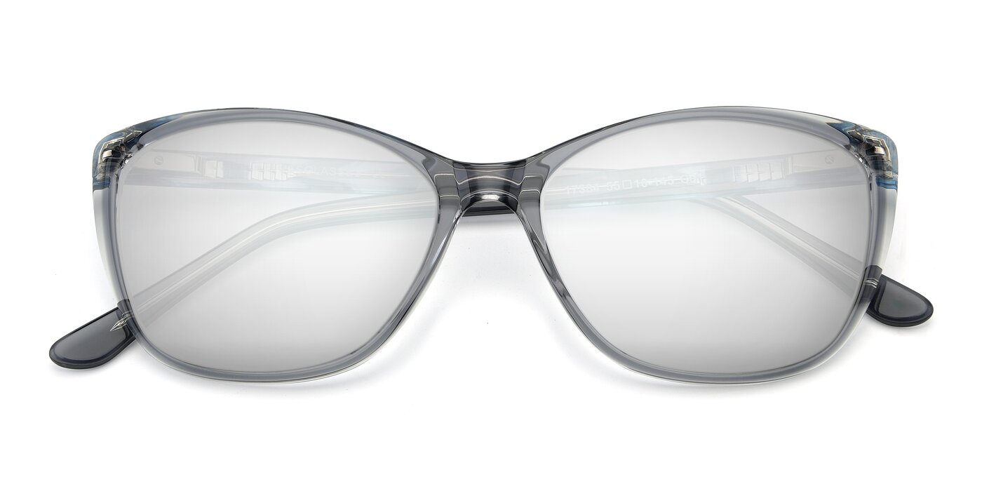 17384 - Transparent Grey Flash Mirrored Sunglasses