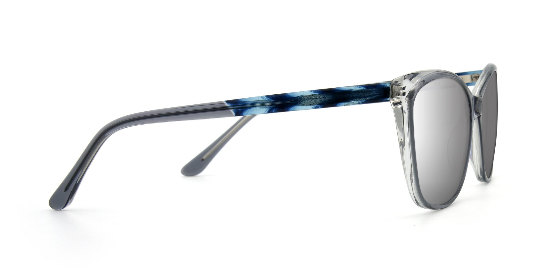 Side of 17384 in Transparent Grey with Silver Mirrored Lenses
