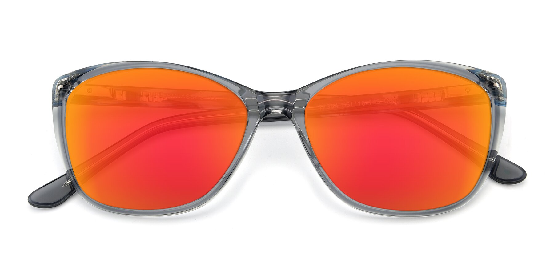 Folded Front of 17384 in Transparent Grey with Red Gold Mirrored Lenses