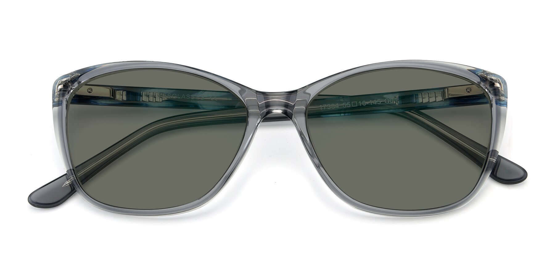 Folded Front of 17384 in Transparent Grey with Gray Polarized Lenses