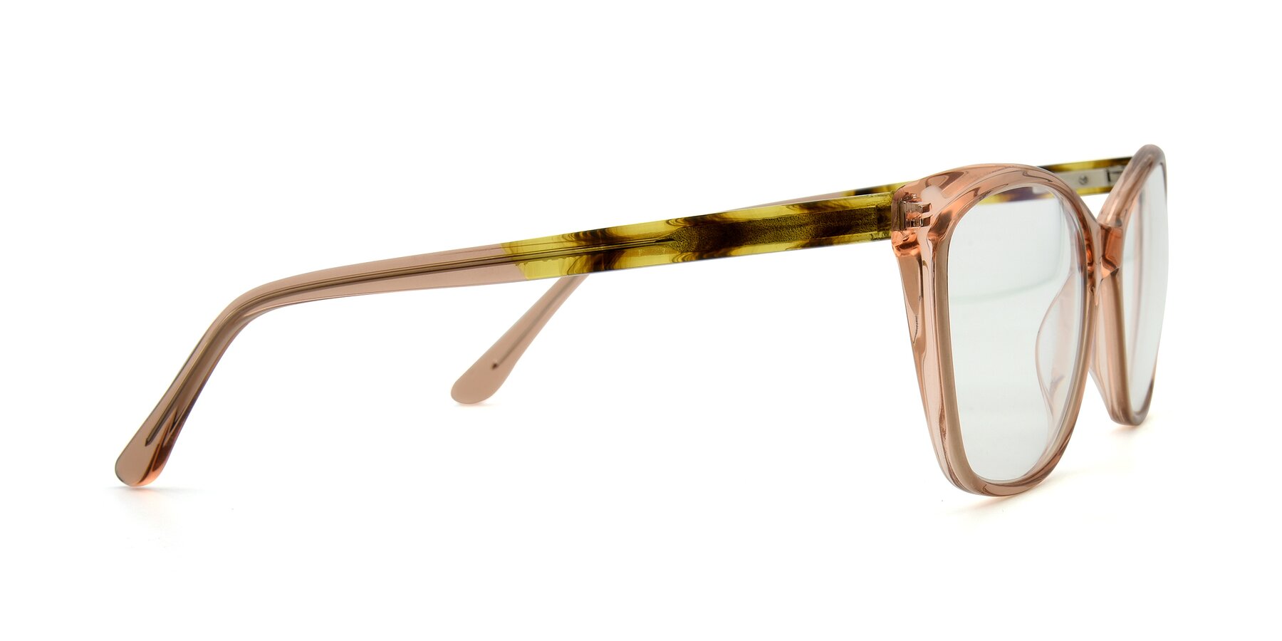 Side of 17384 in Transparent Caramel with Clear Blue Light Blocking Lenses