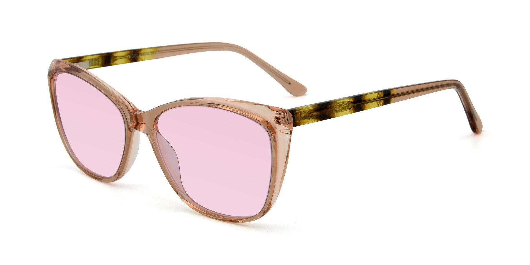 Angle of 17384 in Transparent Caramel with Light Pink Tinted Lenses