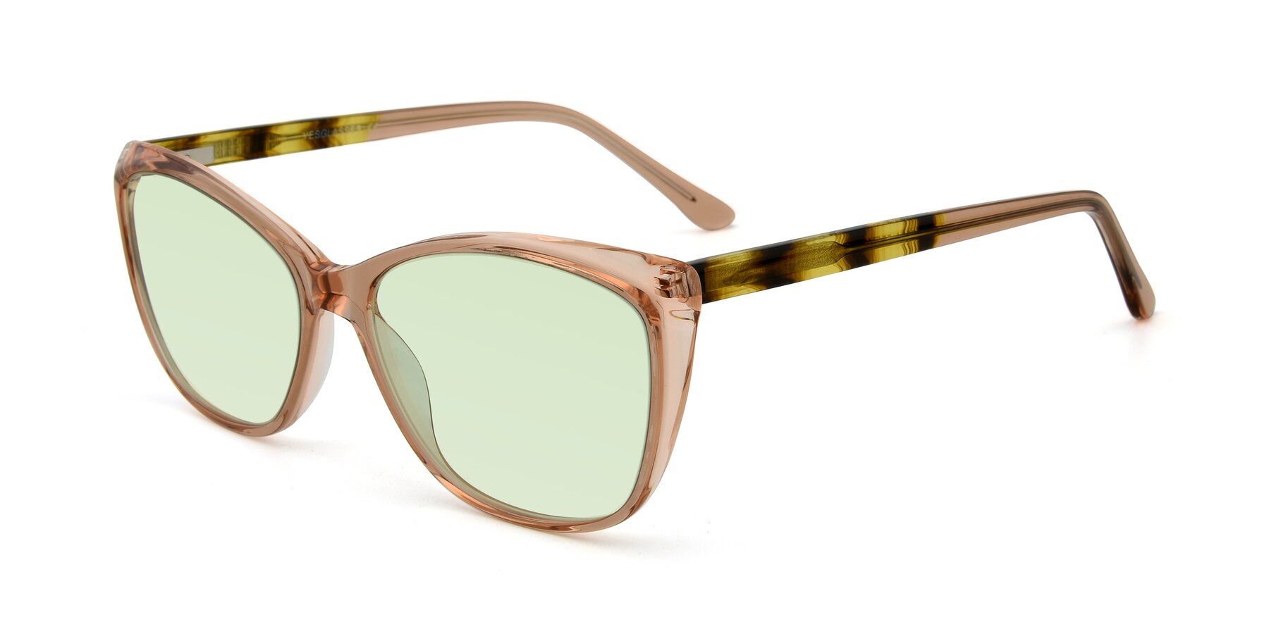 Angle of 17384 in Transparent Caramel with Light Green Tinted Lenses