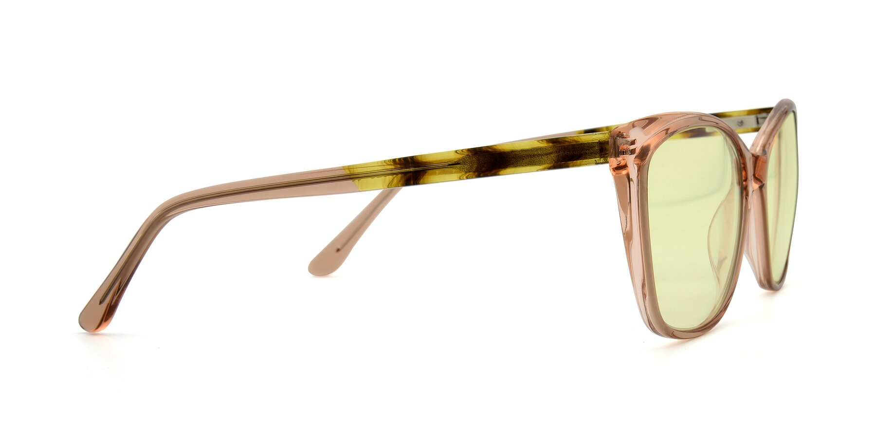 Side of 17384 in Transparent Caramel with Light Yellow Tinted Lenses