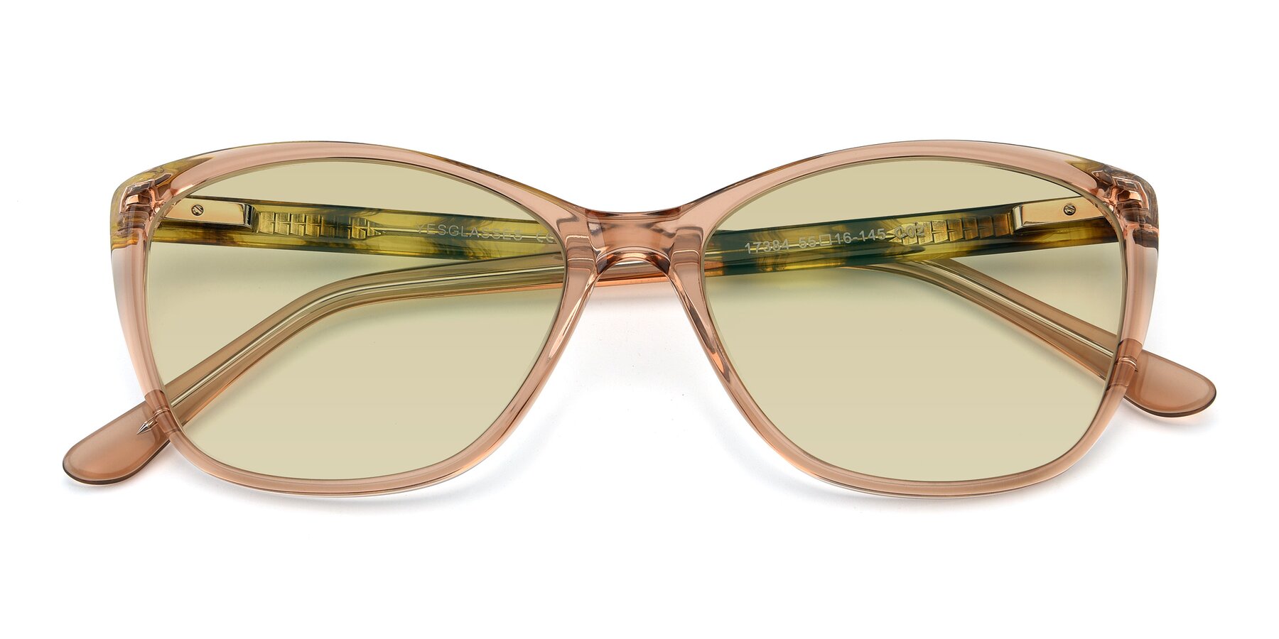 Folded Front of 17384 in Transparent Caramel with Light Champagne Tinted Lenses