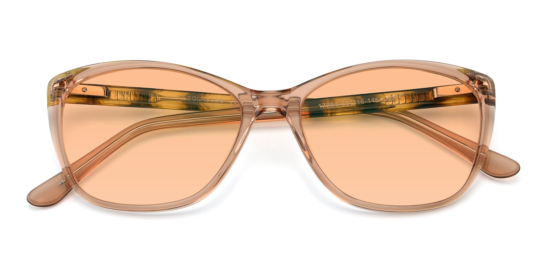 Folded Front of 17384 in Transparent Caramel with Light Orange Tinted Lenses