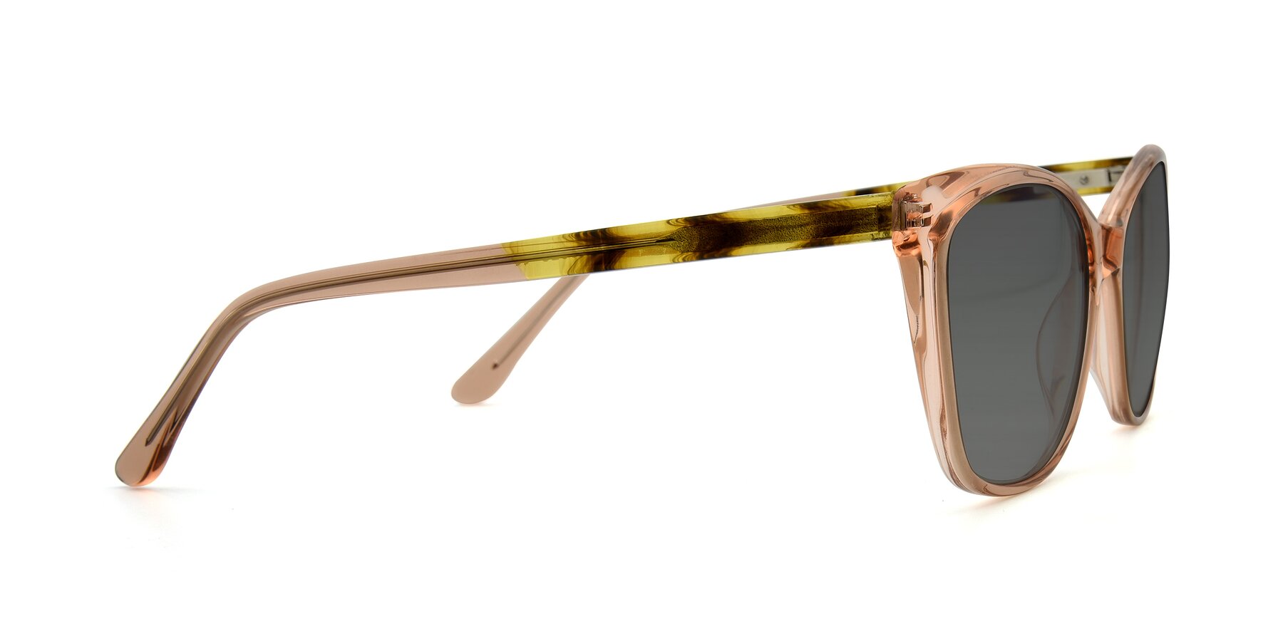 Side of 17384 in Transparent Caramel with Medium Gray Tinted Lenses